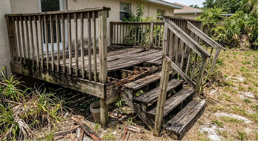 Aged Tampa Bay dock before renovation